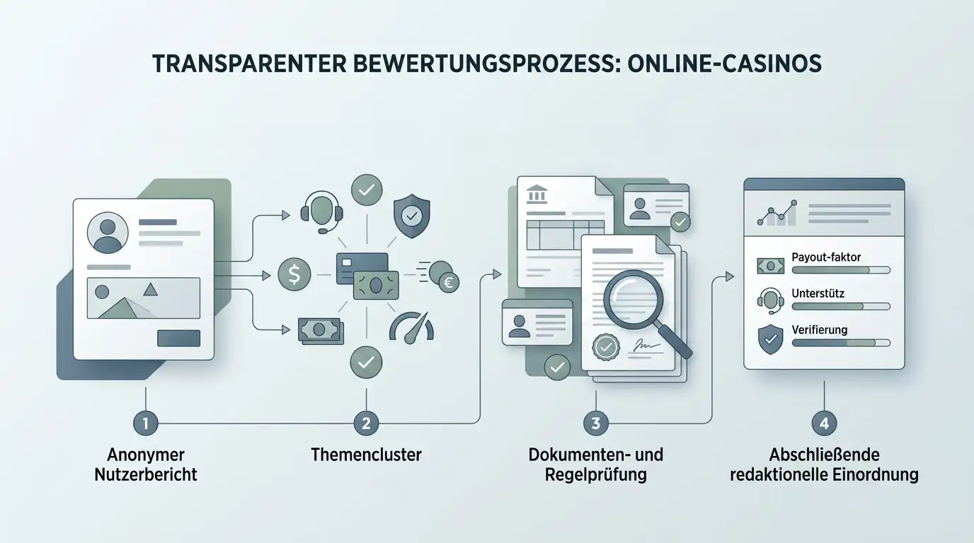 Ablauf zur Einordnung von Nutzererfahrungen anhand wiederkehrender Themen und Primärquellen